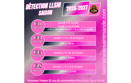 Détections équipes compétition 2026/2027